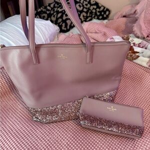 Kate Spade Pink and Silver Glitter Tote